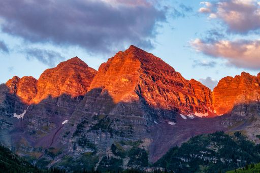 The Maroon Bells mountain peak captured at sunset in Colorado