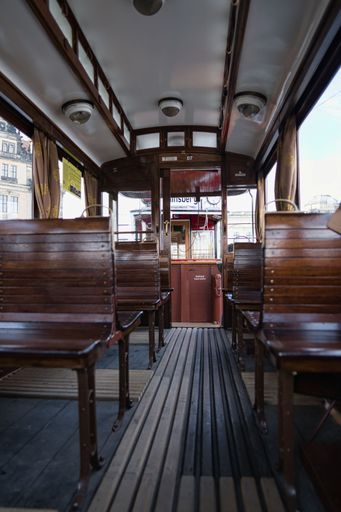 interior old streetcar dresden german