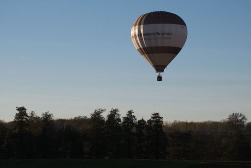 A hot air balloon in the sky of Loupoigne, Belgium
