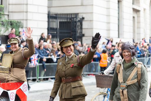 The women dressed in WW2 military uniforms during the Lord Mayor's Show 2022 in London