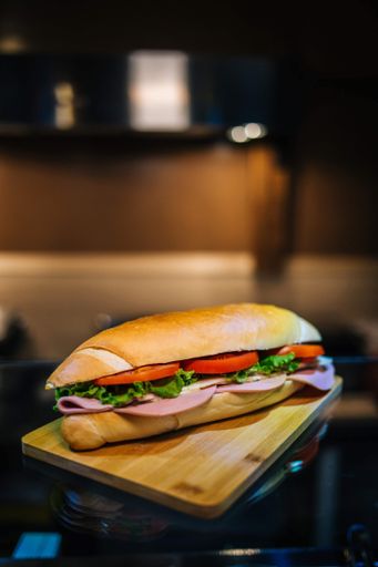 A vertical closeup shot of a delicious-looking sandwich