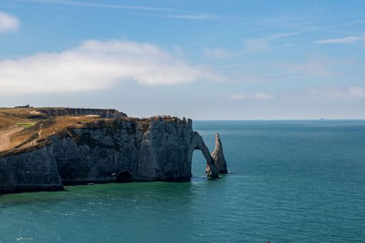 A beautiful landscape of Etretat cliffs in the morning