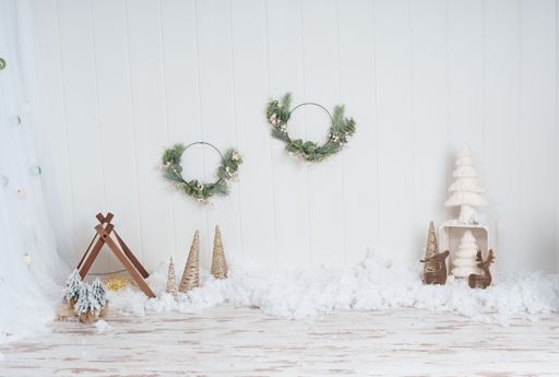 A beautiful Christmas photoshoot background with winter decorations