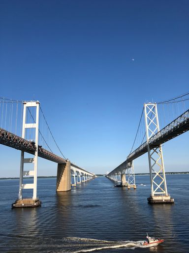 A vertical shot of Chesapeake bay bridges