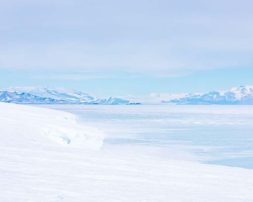 A beautiful shot of ice cliffs in Ross Island in Antarctica