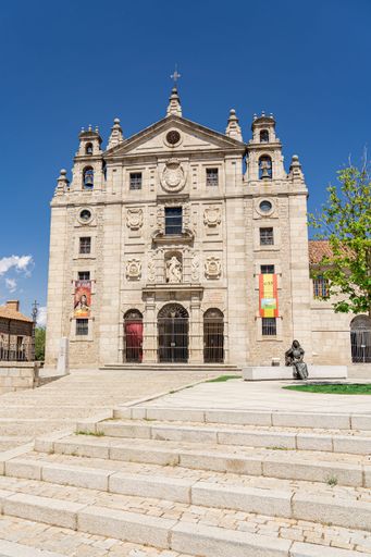 Main facade of the church and birthplace of St. Teresa of Jesus in Avila, Spain. Vertical