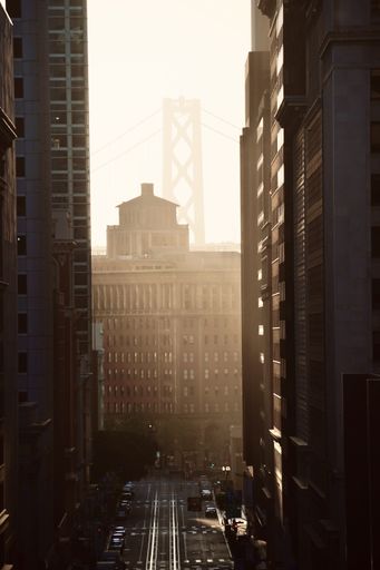 A vertical shot of San Francisco Oakland Bay Bridge in USA