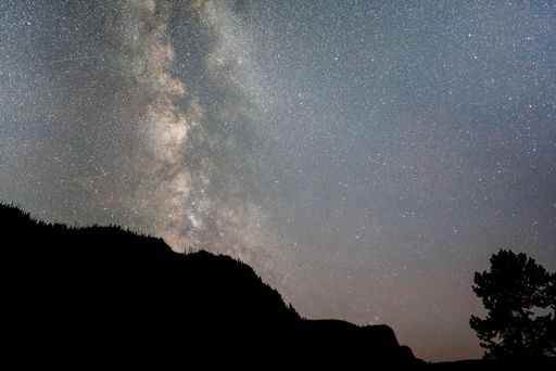 A low angle shot of a beautiful starry galaxy night sky