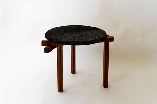 A designer wooden coffee table