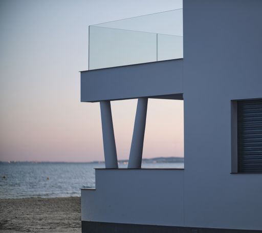 A selective focus shot of a modern residential house in Santa Pola's beach in Spain