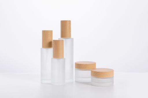 A set of skincare bottles and containers isolated on a white background