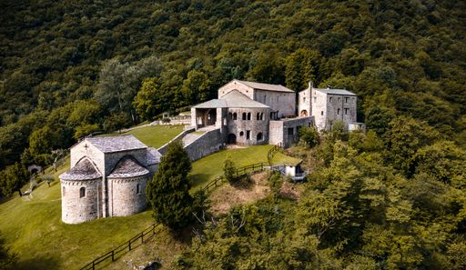 A beautiful shot of the Abbey of San Pietro al Monte in Italy