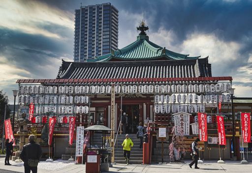 Image taken of Bentendo Temple, Ueno Park, Tokyo, Japan in March 2019.