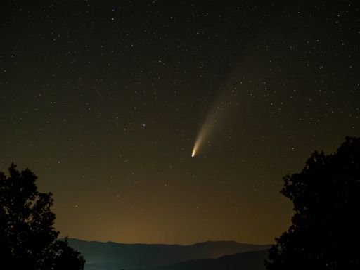 A mesmerizing view of the falling star on the night sky
