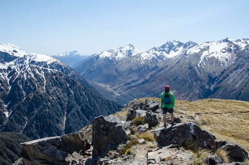 A female in Avalanche Peak, Arthur's Pass, New Zealand