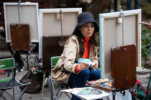 A lady paints in Tiger Park in Suzhou China
