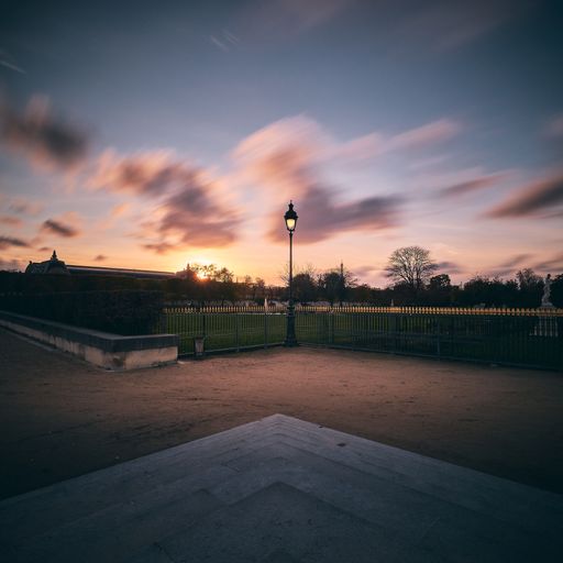 An amazing shot of the Louvre museum territory in Paris, France