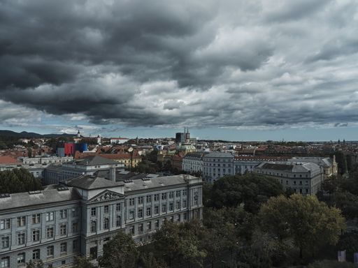 Panorama of Zagreb, Croatia from window of Westin hotel