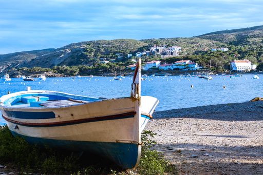 An old fishing boat on the coast of Cadaques, Spain