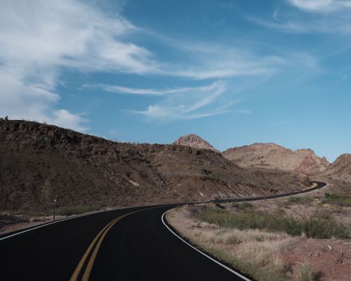 A curvy asphalted road in Big Bend National Park, Texas, USA