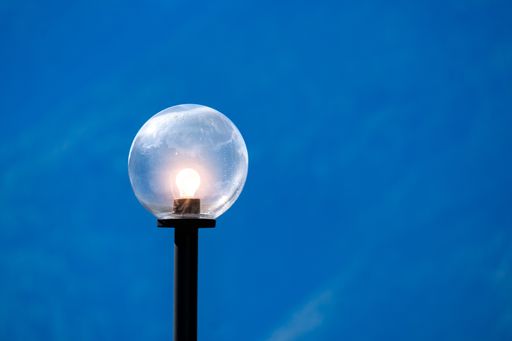A closeup shot of a street light