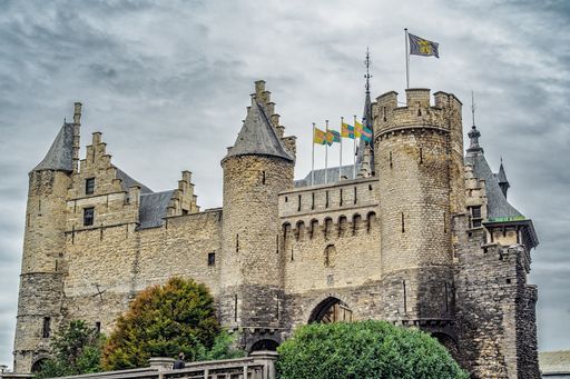 A closeup shot of Het Steen in Antwerp, Belgium