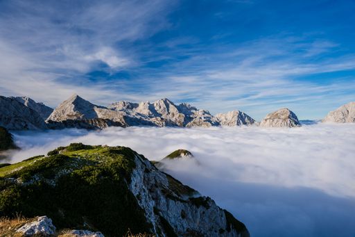 A beautiful view of Kamnik and Savinja Alps on a sunny day in Slovenia