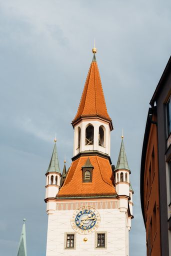 A vertical shot of Old Town Hall at Marienplatz Square in Munich, Germany