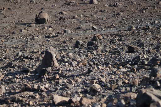 A high angle closeup shot of a rocky landscape on a sunny day