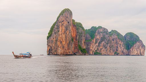 Longtail boat and seascape in the Ao Nang bay in Thailand south east asia
