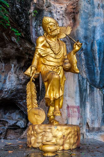 A vertical low angle shot of a famous historic monument in Tiger Cave Temple, Krabi, Thailand, Asia
