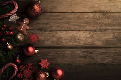 christmas ornament on a wooden table with a bit of light vintage style