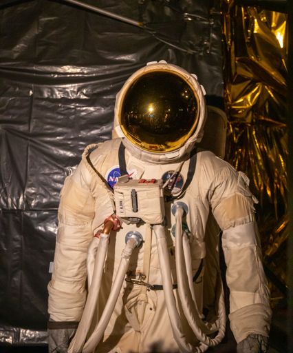 The replica of Apollo 11 with Buzz Aldrin in Science Museum London