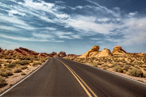 A scenic view of the Valley of Fire Highway, Nevada, United States