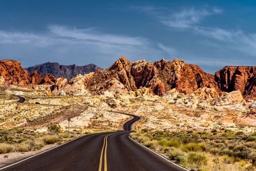 A scenic view of the Valley of Fire Highway, Nevada, United States