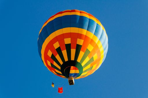A colorful big hot air balloon during the Balloon Festival in Igualada, Barcelona