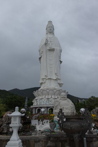 A vertical shot of the Lady Buddha Statue in Da nang, Vietnam