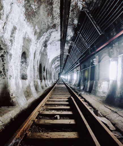 The underground tunnel and the railway in New York City, United States