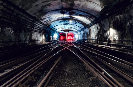 The underground tunnel and the railway in New York City, United States