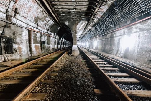 The underground tunnel and the railway in New York City, United States