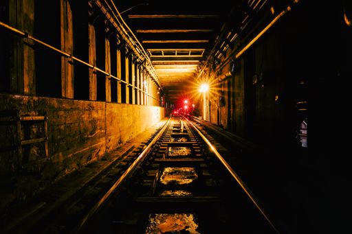 The underground tunnel and the railway in New York City, United States