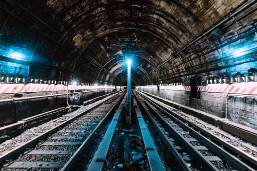 The underground tunnel and the railway in New York City, United States