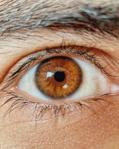 A closeup shot of light brown human eye