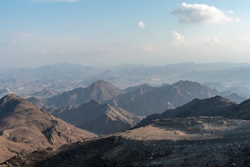 United Arab Emirates mountains view form Wadi Al Qor to Buraq Dam highest place around 800 meters
