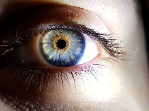 An extreme macro shot of a perfect blue eye of a human