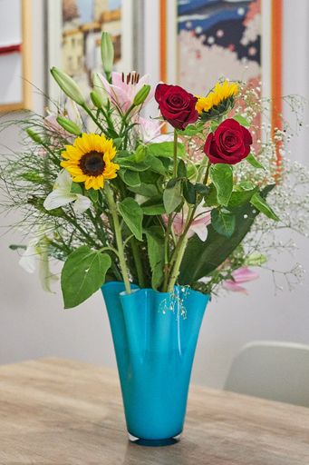 A closeup shot of fresh flowers in the vase