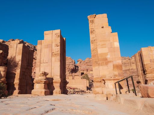 A beautiful shot of an archeological site in Petra, Jordan