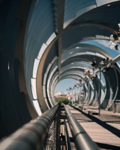 A vertical shot of a spiral bridge