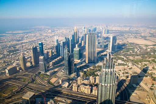 A beautiful view of downtown Dubai and other skyscrapers in the United Arab Emirates