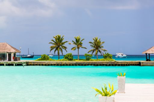 A blissful shot of bungalows in the beautiful Maldives